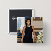 Mevrouw ObamaPortrait Vierkante Button 5,1 Cm (Voorkant /achterkant)