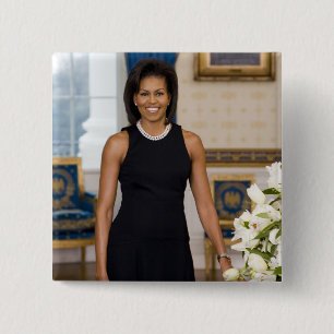 Mevrouw ObamaPortrait Vierkante Button 5,1 Cm