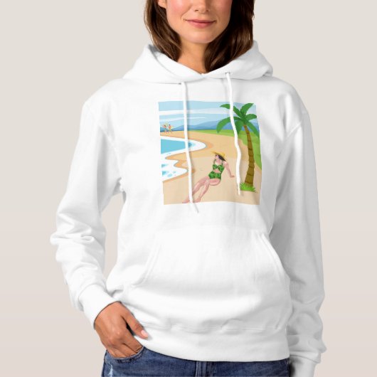 mevrouw op het strand hoodie (Voorkant)