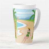 mevrouw op het strand latte mok (Rechterhoek)