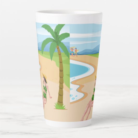 mevrouw op het strand latte mok (Voorkant)