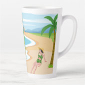 mevrouw op het strand latte mok (Rechts)