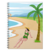 mevrouw op het strand notitieboek (Voorkant)