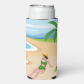 mevrouw op het strand seltzer blikjeskoeler (Seltzer Achterkant)