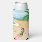mevrouw op het strand seltzer blikjeskoeler (Seltzer Voorkant)