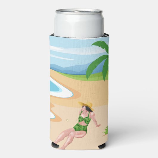 mevrouw op het strand seltzer blikjeskoeler (Seltzer Voorkant)