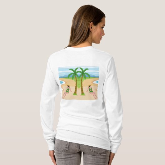 mevrouw op het strand t-shirt (Achterkant volledig)
