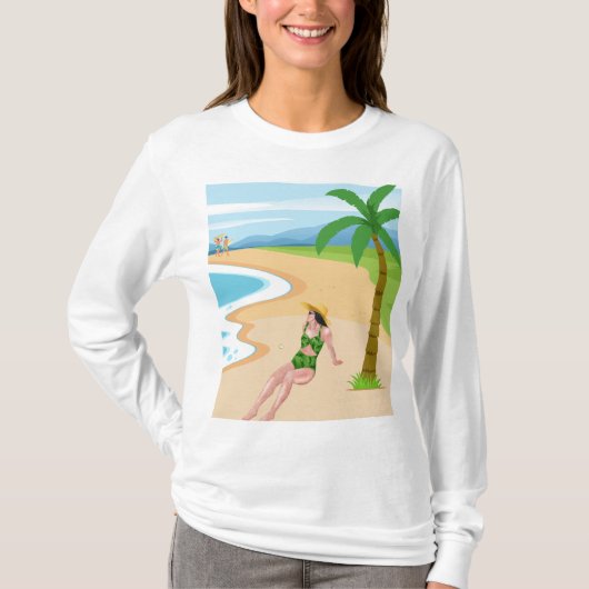 mevrouw op het strand t-shirt (Voorkant)