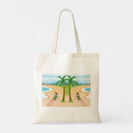mevrouw op het strand tote bag (Achterkant)