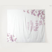 Mevrouw Paars Gold Butterfly White Bridal Backdrop Wandkleed (Voorkant (horizontaal))