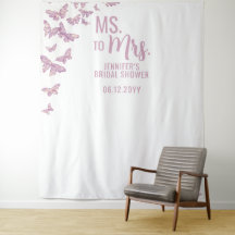 Mevrouw Paars Gold Butterfly White Bridal Backdrop