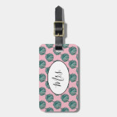 Mevrouw Palm Print Turquoise Bagagelabel (Voorkant verticaal)