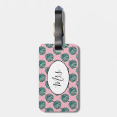 Mevrouw Palm Print Turquoise Bagagelabel (Achterkant verticaal)