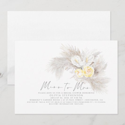 Mevrouw Pampas Grass Floral Vrijgezellenfeest Kaart (Voorkant / Achterkant)