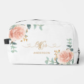 Mevrouw pasgetrouwd roos gouden bloemengroen toilettasje (Voorkant)
