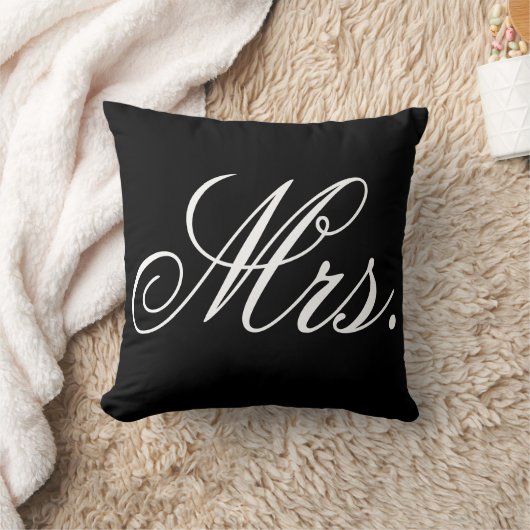 Mevrouw pasgetrouwde bruid typografie zwart-wit kussen (Deken)