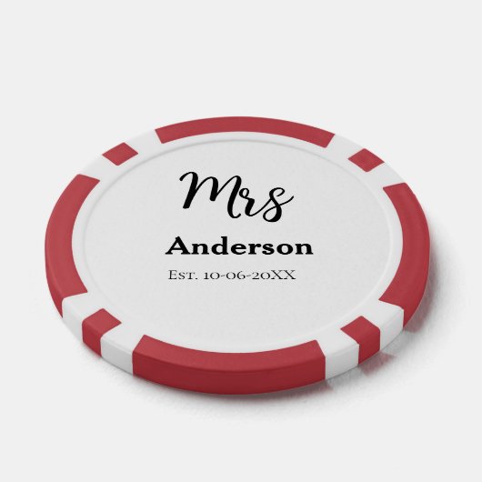 Mevrouw pasgetrouwde vrouw bruid naam datum jaar e poker chips (Enkel)