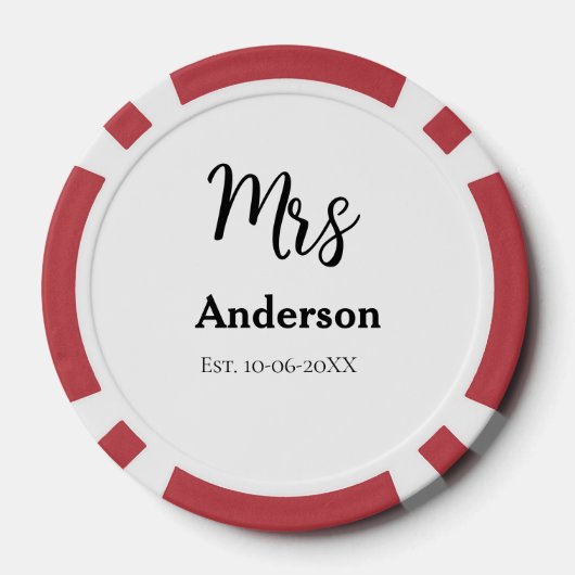 Mevrouw pasgetrouwde vrouw bruid naam datum jaar e poker chips (Achterkant)