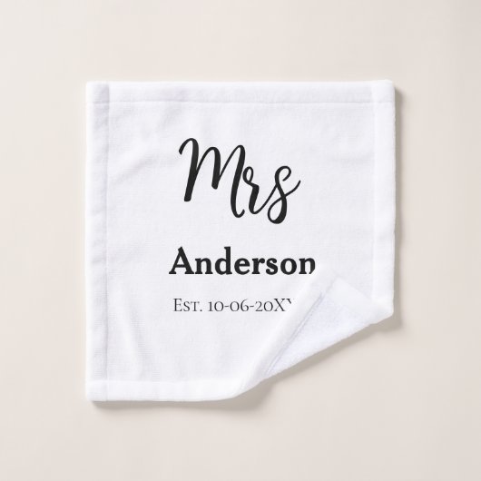 Mevrouw pasgetrouwde vrouw bruid naam datum jaar e washandje (Wasdoekje)