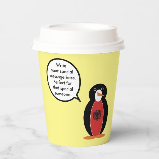 Mevrouw Penguin Albanese vlag praat Papieren Bekers (Voorkant)