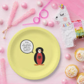 Mevrouw Penguin Albanese vlag praat Papieren Bordje (Feest)