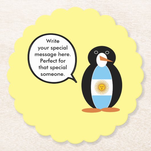 Mevrouw Penguin Argentijnse Vlag Praat Kartonnen Onderzetters (Voorkant)