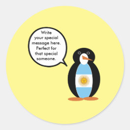 Mevrouw Penguin Argentijnse Vlag Praat Ronde Sticker