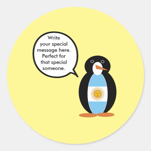 Mevrouw Penguin Argentijnse Vlag Praat Ronde Sticker (Voorkant)