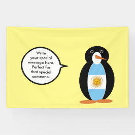 Mevrouw Penguin Argentijnse Vlag Praat Spandoek