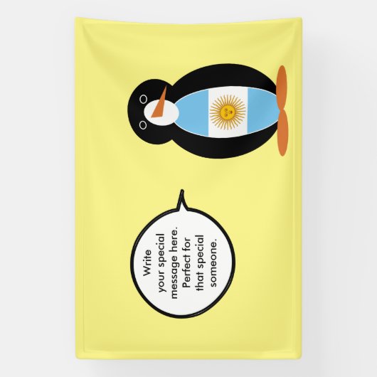 Mevrouw Penguin Argentijnse Vlag Praat Spandoek (Verticaal)