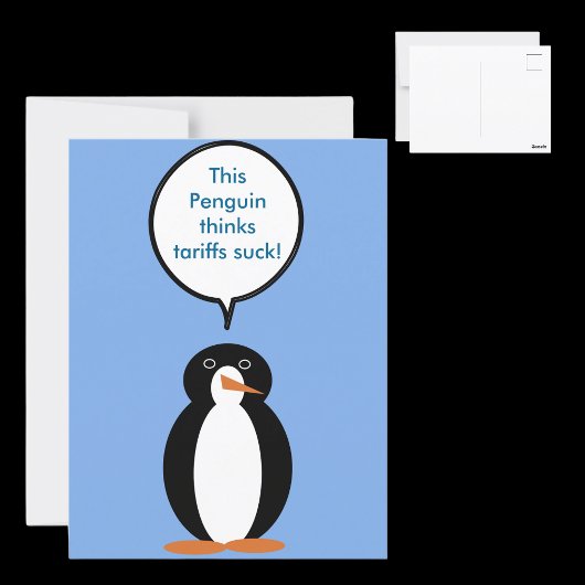 Mevrouw Penguin zegt dat de tarieven zuigen Briefkaart