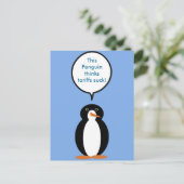 Mevrouw Penguin zegt dat de tarieven zuigen Briefkaart (Staand voorkant)