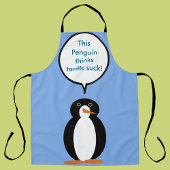 Mevrouw Penguin zegt dat de tarieven zuigen Schort