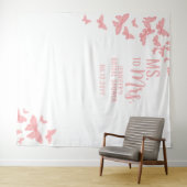 Mevrouw Pink Butterfly Chic White Bridal Backdrop Wandkleed (In Situ (horizontaal))