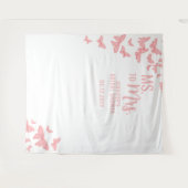 Mevrouw Pink Butterfly Chic White Bridal Backdrop Wandkleed (Voorkant (horizontaal))