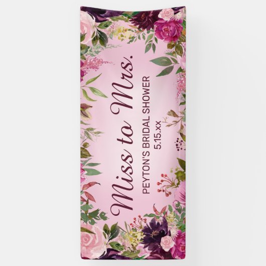 Mevrouw  Pink Paars Vrijgezellenfeest Ban Spandoek (Verticaal)