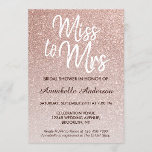 Mevrouw Pink Rose Gold Glitter Vrijgezellenfeest Kaart