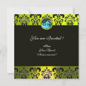 Mevrouw POMPADOUR , GELE ZWARTE DAMAST MONOGRAM Kaart (Achterkant)