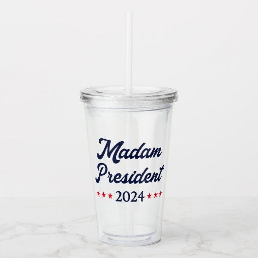 Mevrouw President 2024 I - Kamala Harris Acryl Drinkbeker (Voorkant)