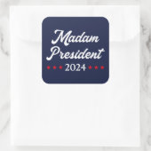 Mevrouw President 2024 I - Kamala Harris Vierkante Sticker (Tas)