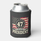 Mevrouw President Amerikaanse vlag 47 harris Walz  Blikjeskoeler (Blikje Voorkant)