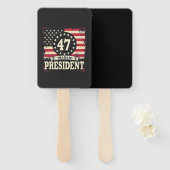 Mevrouw President Amerikaanse vlag 47 harris Walz  Handwaaier (Voorkant en achterkant)