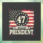 Mevrouw President Amerikaanse vlag 47 harris Walz  Raamsticker (Vel 3)