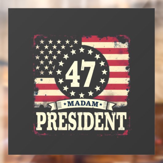 Mevrouw President Amerikaanse vlag 47 harris Walz  Raamsticker (Vel 2)