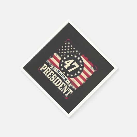 Mevrouw President Amerikaanse vlag 47 harris Walz  Servet (Hoek)