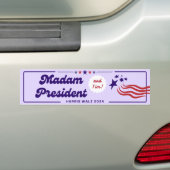 Mevrouw President (en Tim!) - Harris Walz 2024 Bumpersticker (Op auto)