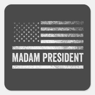 Mevrouw President Harris Walz Amerikaanse Vlag Ver Vierkante Sticker