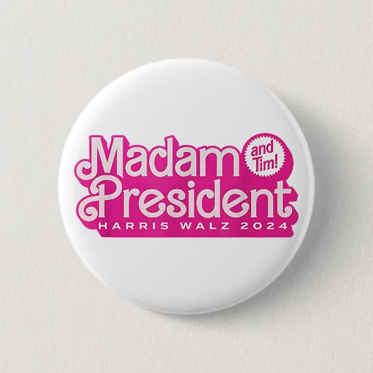 Mevrouw President | Harris Walz Ronde Button 5,7 Cm (Voorkant)