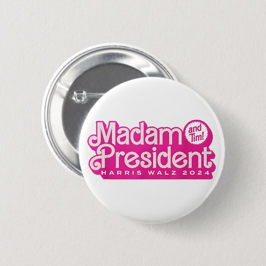 Mevrouw President | Harris Walz Ronde Button 5,7 Cm (Voorkant /achterkant)