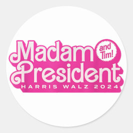 Mevrouw President | Harris Walz Ronde Sticker